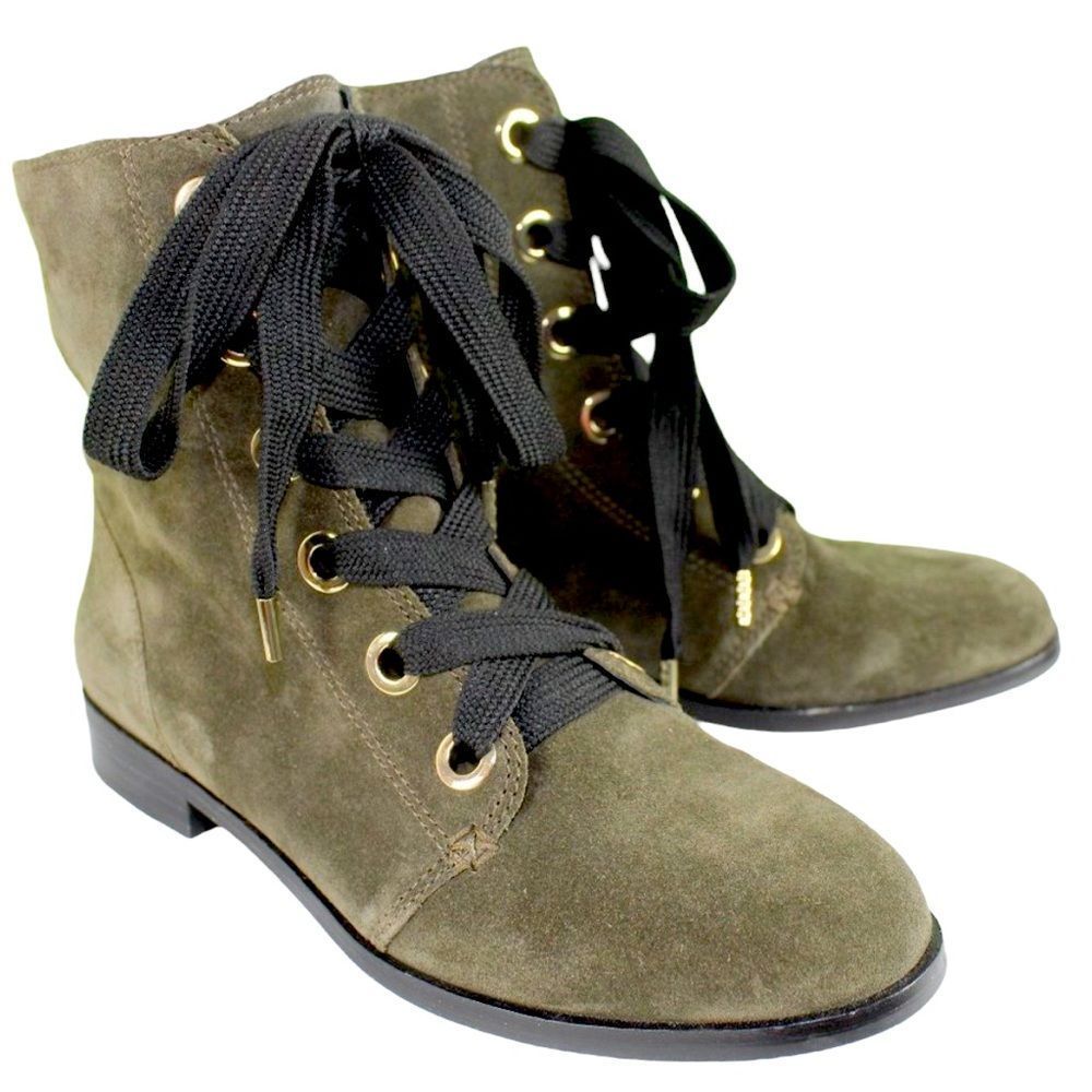 Kate Spade Raquel Suede Lace-Up Booties S : 6 Olive Green
